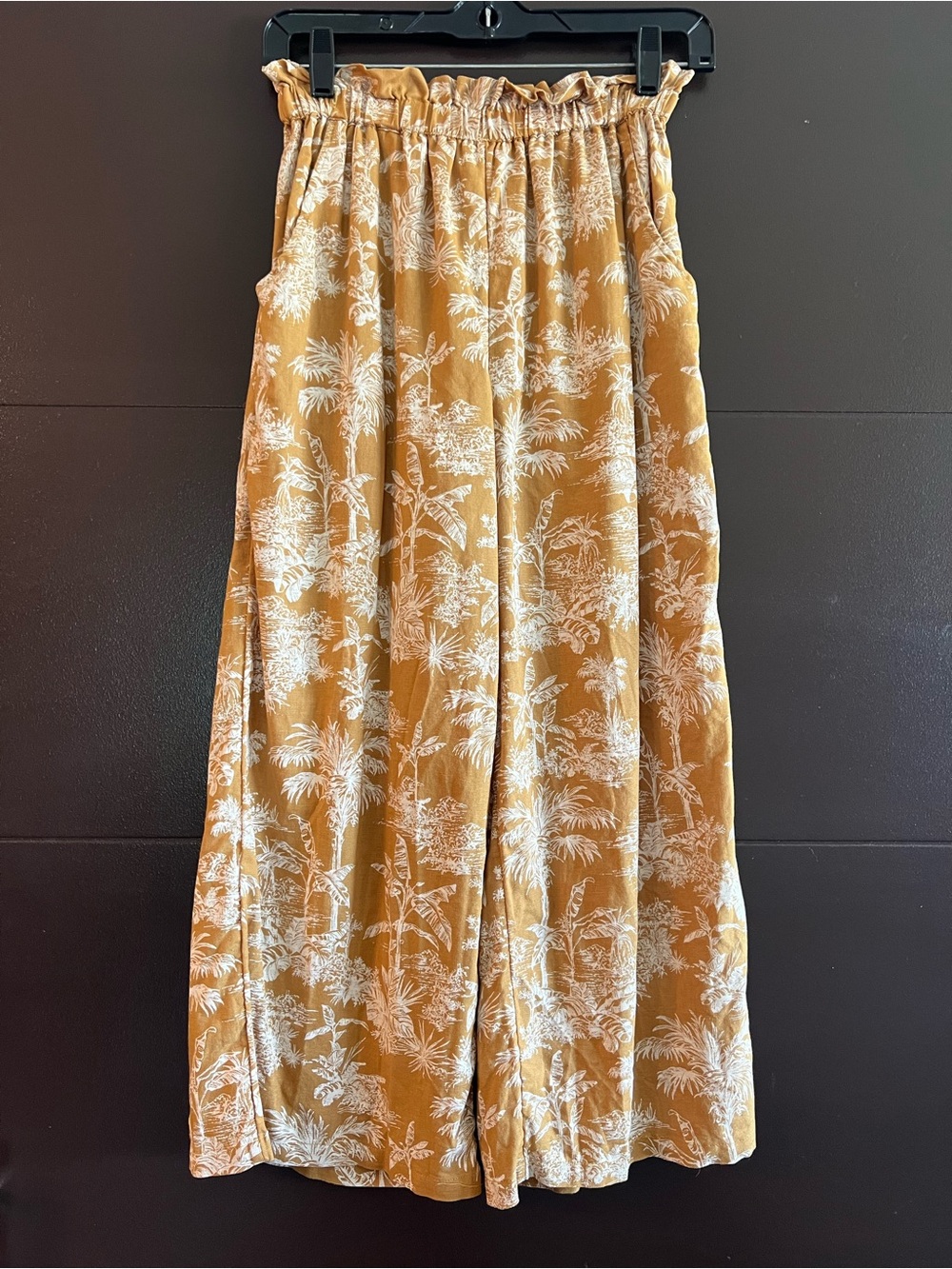 American Eagle Outfitters Mustard Floral Wide Leg Pants